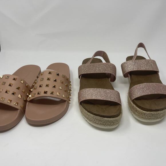 Madden Girl Glitter Sandals and NEW Studded slides 8.5 - Picture 2 of 8